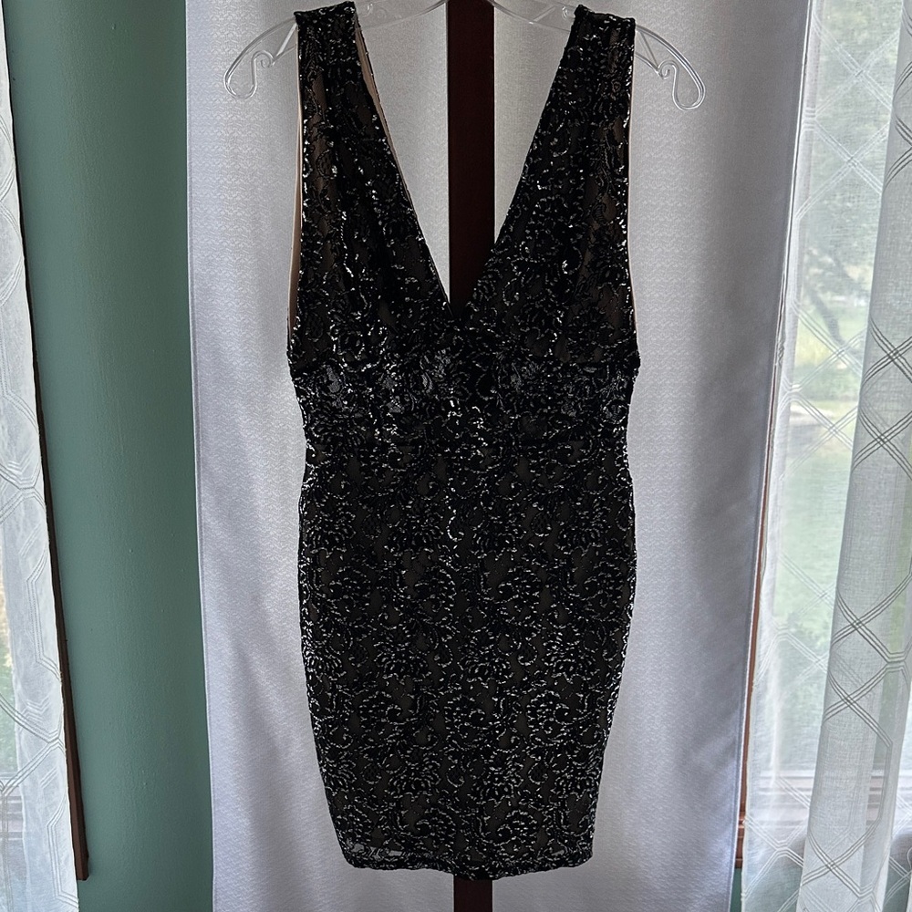 Windsor Black Sequin Backless Dress